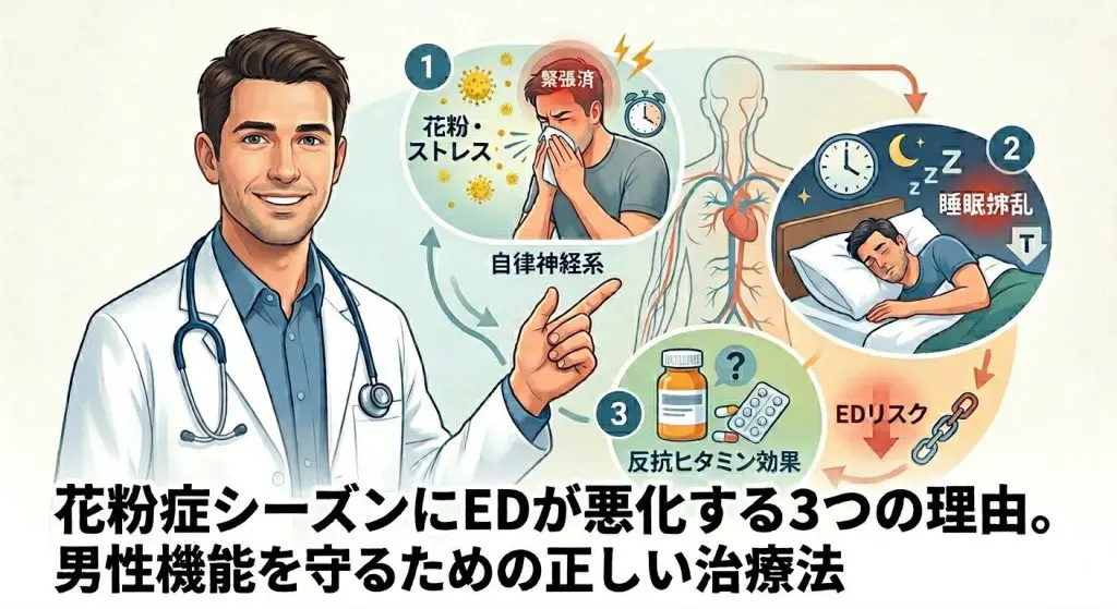 花粉症シーズンにEDが悪化する3つの理由。男性機能を守るための正しい